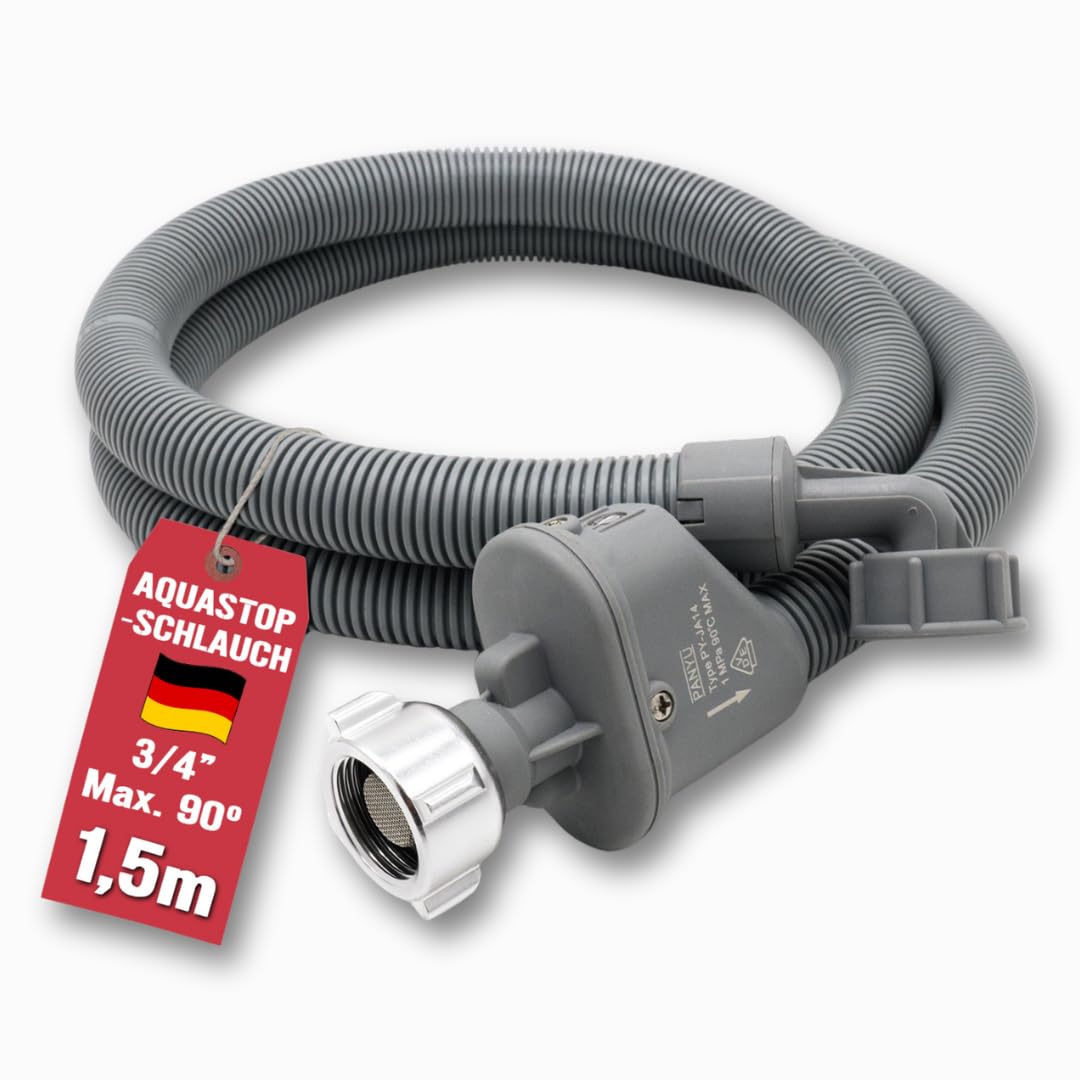 Aquastop šļūtene 1,5 m veļas mašīnai un trauku mazgājamai mašīnai, ūdens stop 3/4 Zoll VDE