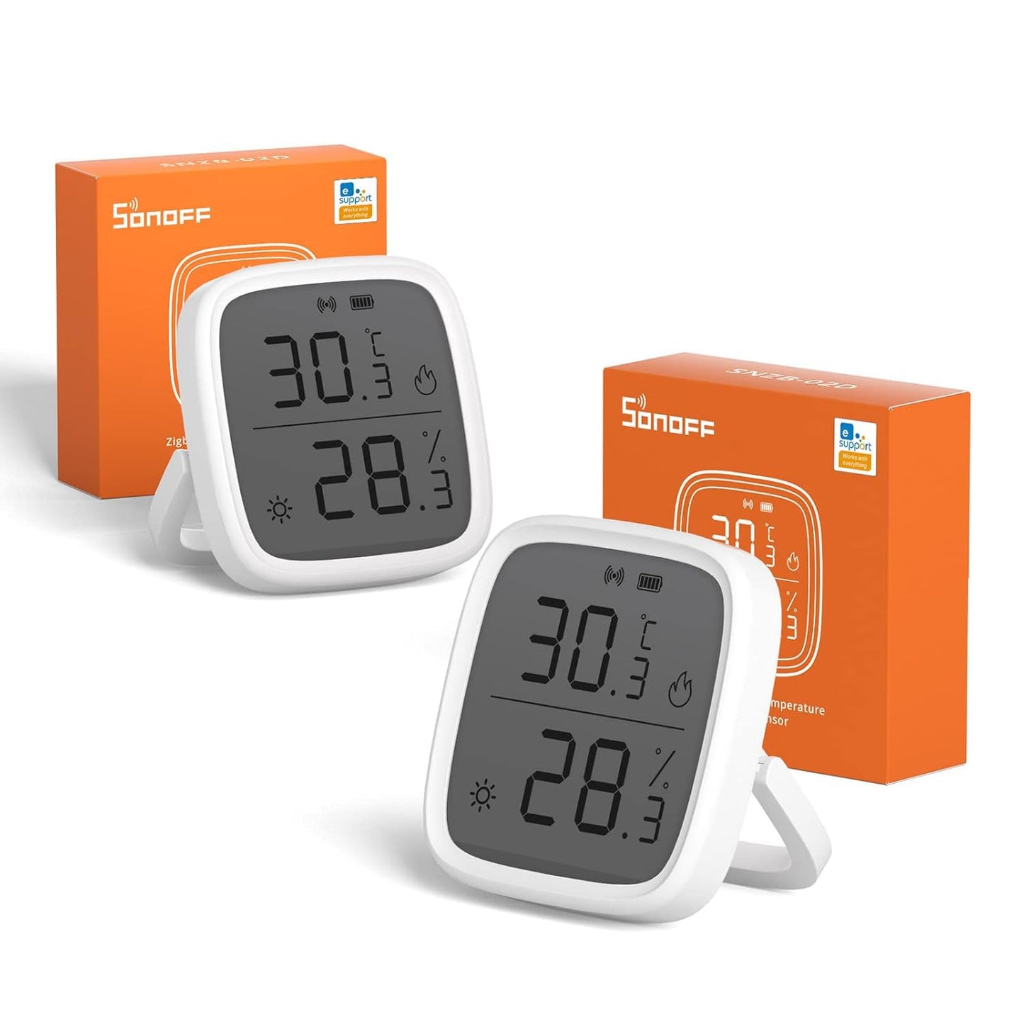 SONOFF SNZB-02D Zigbee temperatūras un mitruma sensors, 2 gab., LCD viedais termometrs un higrometrs, nepieciešams Zigbee centrmezgls, saderīgs ar Alexa/Google Home/Home Assistant