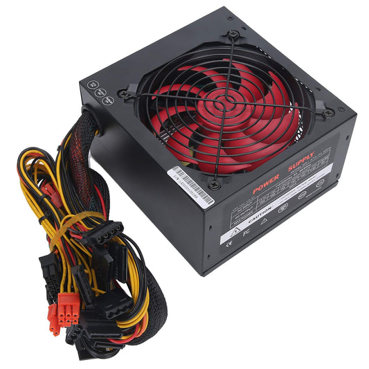VBESTLIFE datora barošanas bloks - 600W, sarkans ventilators, ATX 24-PIN, 14 cm, regulējams, ES spraudnis