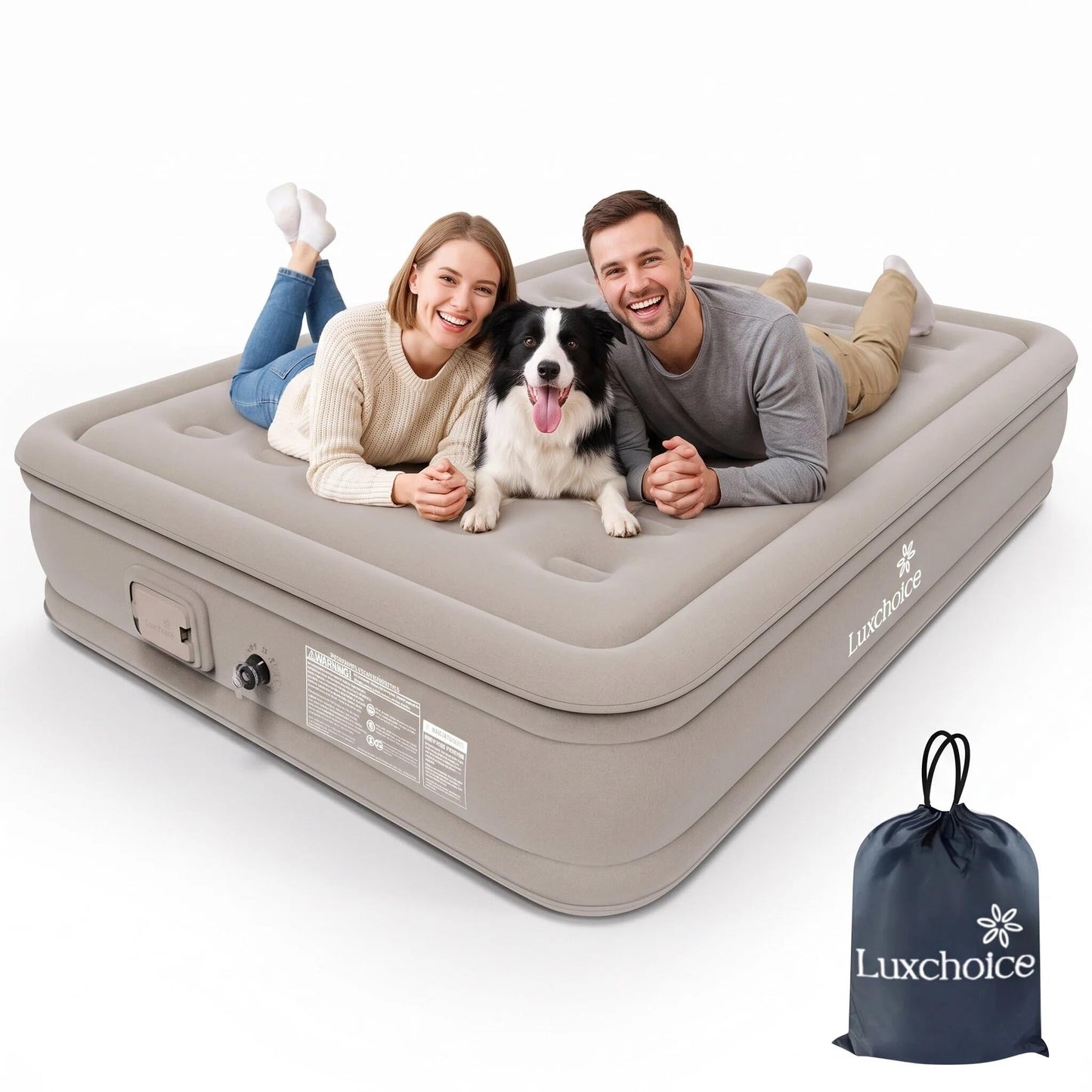 Luxchoice piepūšamais gultas matracis 2 personām pašpiepūšams ar akumulatora pumpi 400KG max