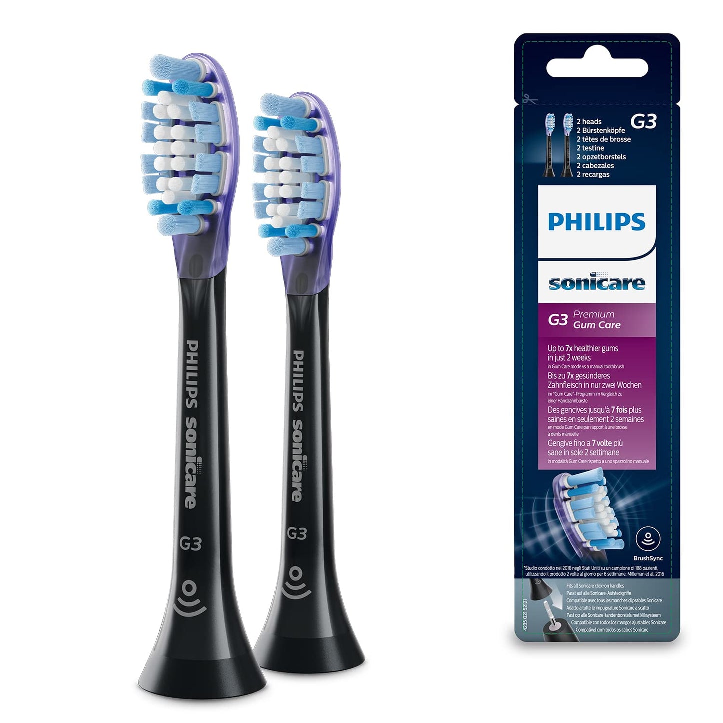 Philips Sonicare Original G3 Premium Gum Care Standarta elektriskās zobu birstes galviņas - 2 gab. melnā krāsā (modelis HX9052/33)