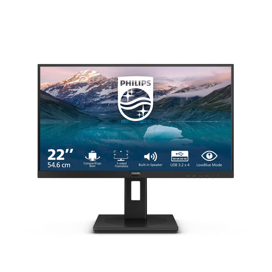 PHILIPS 222S9JML - 21.5" Full HD monitor, height adjustable, built-in speakers, 1920x1080, 75Hz, HDMI, DisplayPort, USB hub, black