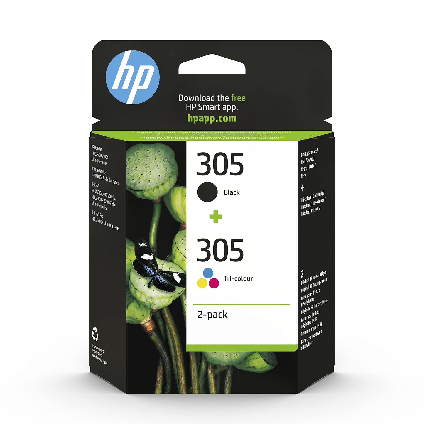 HP 305 (6ZD17AE) oriģinālā printera kasetne - 1x melna, 1x krāsaina, saderīga ar HP DeskJet un ENVY sērijām.