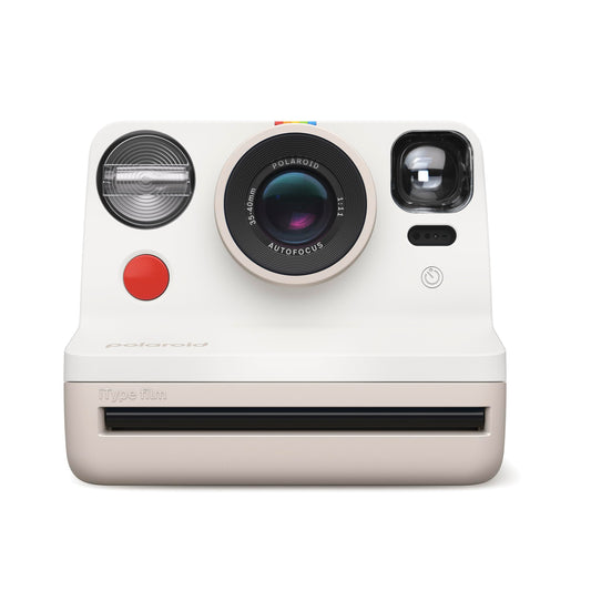 Polaroid Now 2 - Vintage White instant camera with I-Type film, autofocus, and self-timer features.