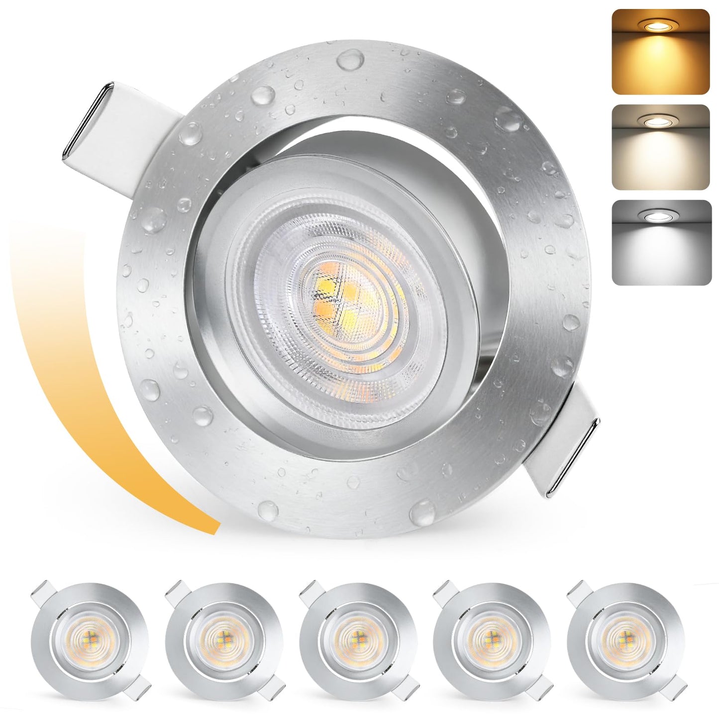 Iebūvējamie LED gaismekļi KYOTECH dimmējami 230V IP44 3CCT, 68-75mm