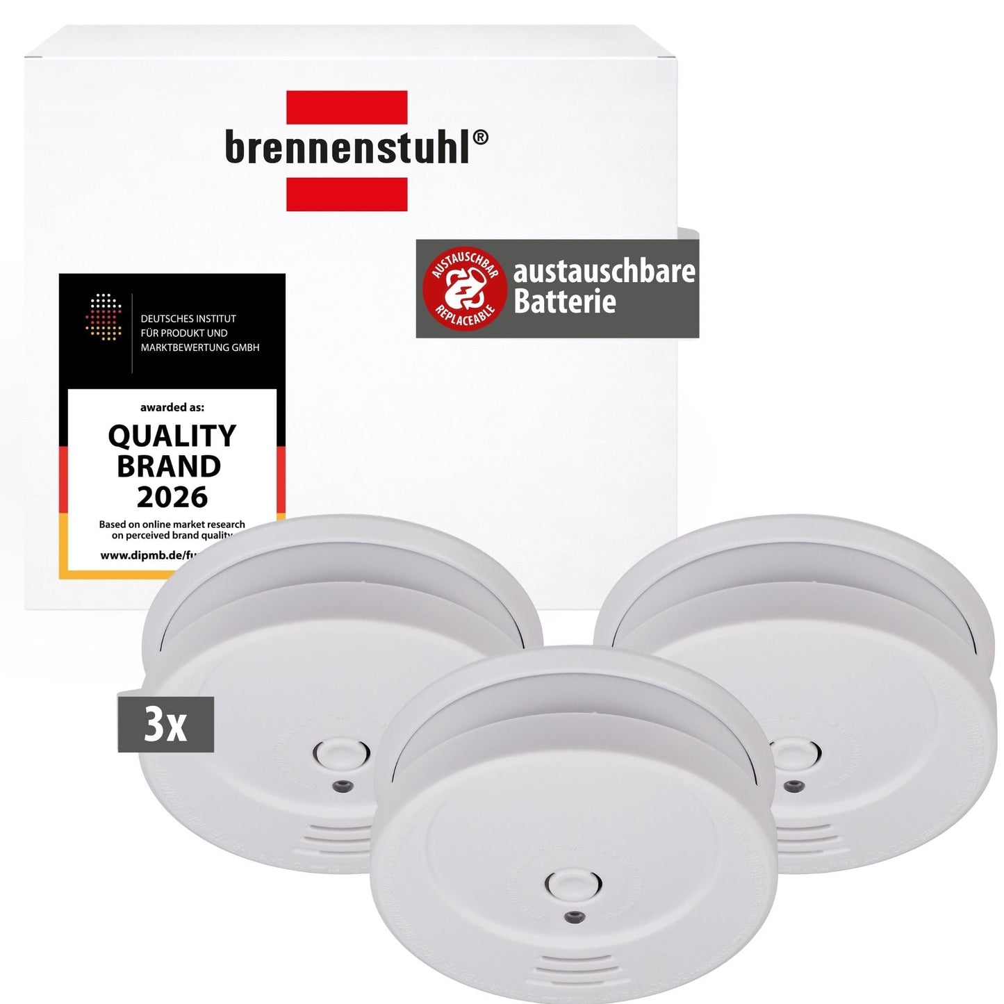 Dūmu detektoru komplekts Brennenstuhl RM C 9010, 3X, ar maināmu bateriju