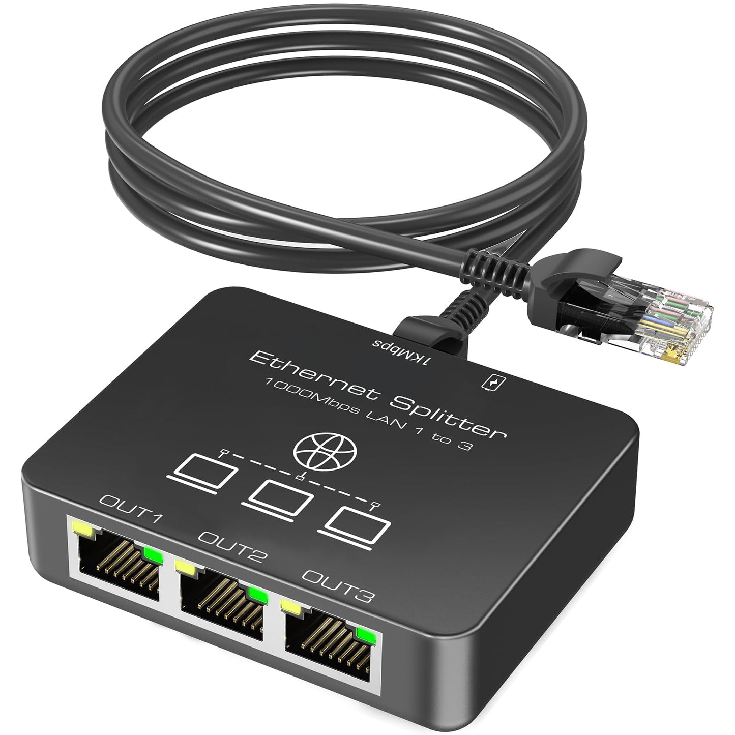 LAN sadalītājs 1 uz 3 KiWiBiRD, Ethernet tīkla sadalītājs, 1000Mbps