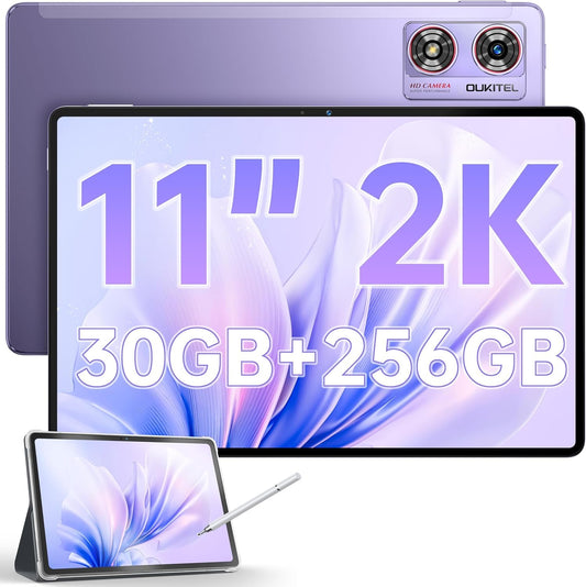 Oukitel OT8 planšetdators 11 collas 2K, Android 13 planšetdators ar pildspalvu, 30(6+24) GB+256GB spēļu planšetdators, Octa-Core Unisoc T606 planšetdators 4G LTE, 8800mAh, 8MP+13MP AI kamera, Dual SIM/TÜV/GPS/Widevine L1 (violets)