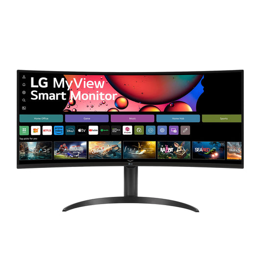 LG 34SR65QC-B UltraWide QHD Monitor - 34", 3440x1440, 21:9, 5ms GtG, 100Hz, webOS, Flicker Safe, Black
