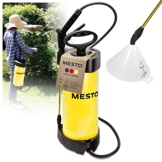 MESTO FLORI M spiediena smidzinātājs 5L komplekts ar apaļu aizsargekrānu | 3 Bar spiediena smidzinātājs | smidzināšanas pudele mājai un dārzam | pumpējams smidzinātājs augiem | nezāļu ierobežošanai un augu aizsardzībai