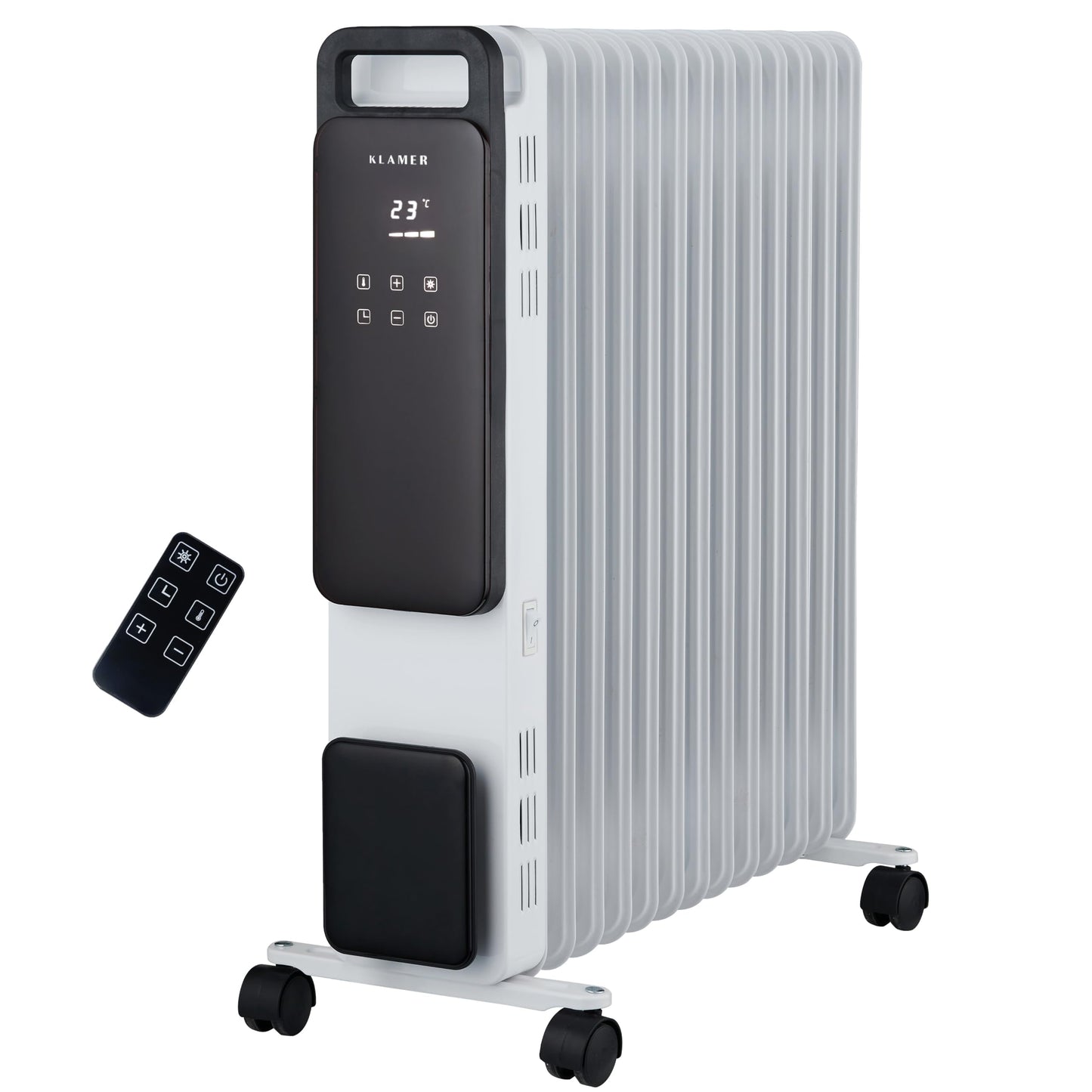 Eļļas radiators KLAMER 2500 W, energoefektīvs, ar 24 h taimeri, telpām līdz 30 m²