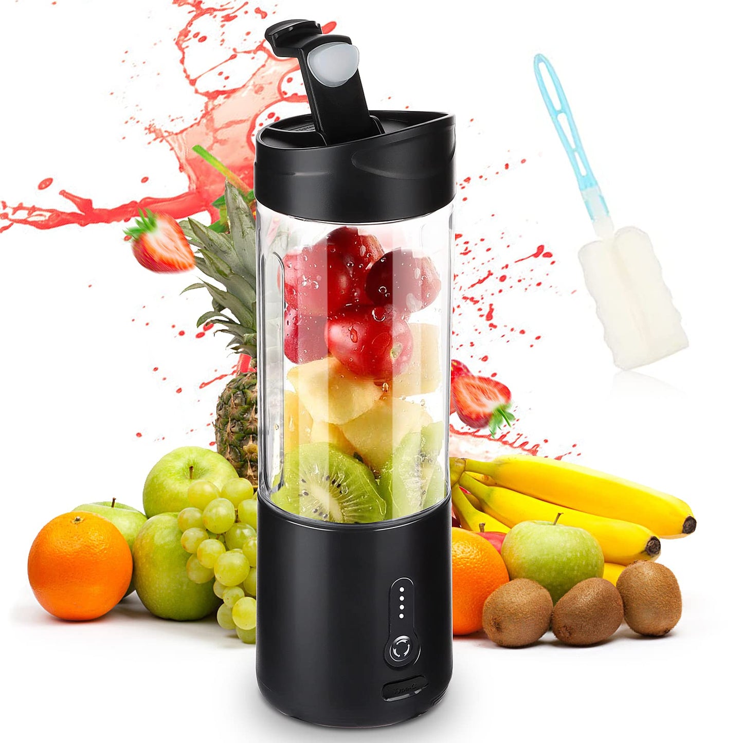 Pārnēsājamais mikseris - 18 oz, 4000mAh USB uzlādējams, 6 nerūsējošā tērauda asmeņi, ideāls smūtijiem un sulām.