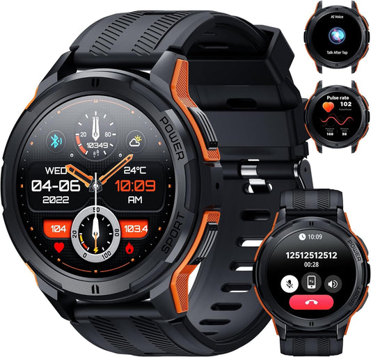 OBA Oukitel BT10 - Bluetooth viedpulkstenis, 1,43" AMOLED, 410 mAh, ūdensizturīgs 5 ATM, sirdsdarbības mērītājs, oranžs.