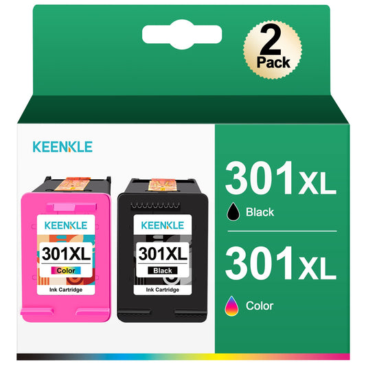 KEENKLE 301XL - Replacement ink cartridges for Deskjet 2540, Envy 4500, black and color multipack.