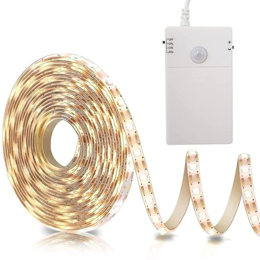 LED lente ar kustības sensoru ZAIYW 2M, ar baterijām, silti balta
