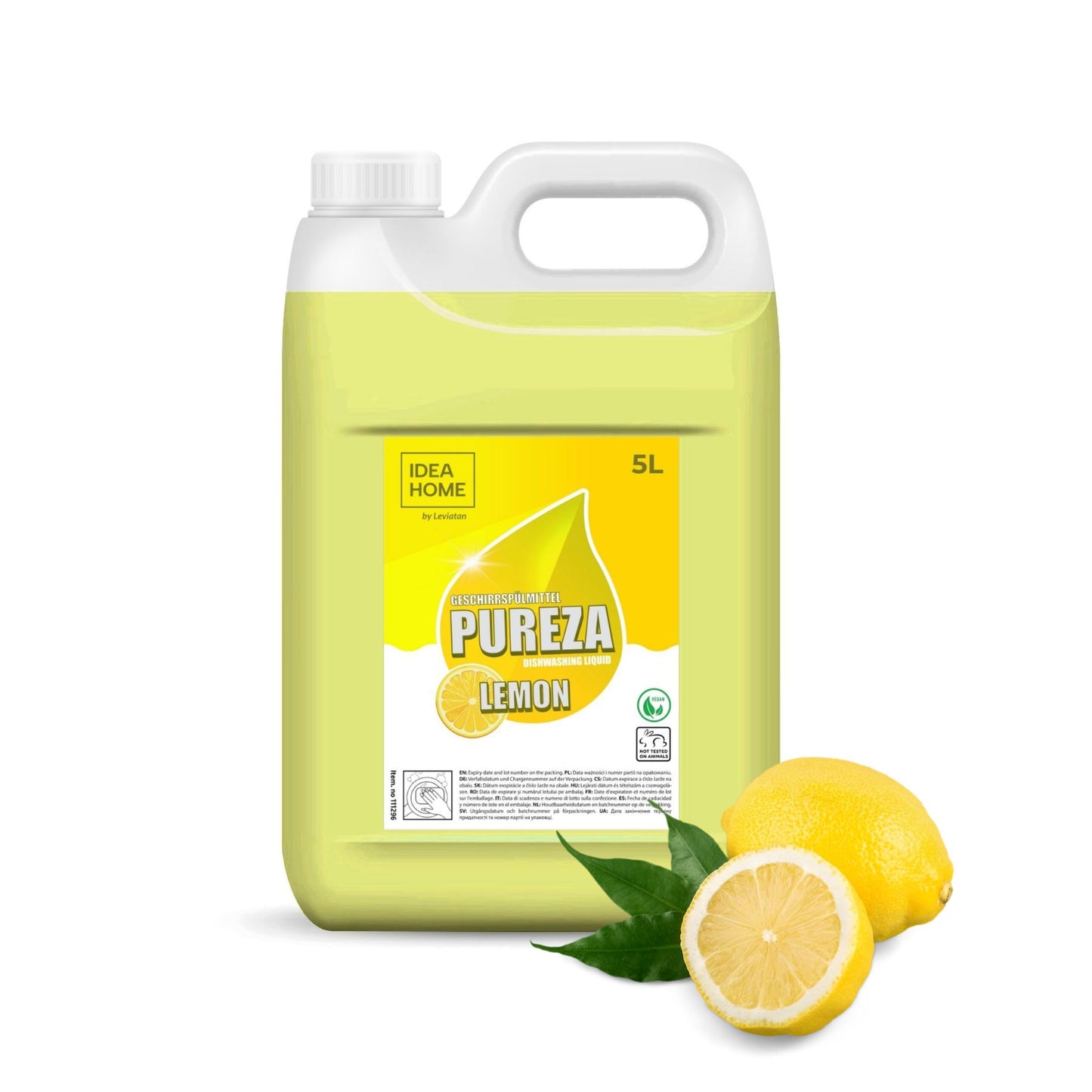 IDEA HOME roku mazgāšanas līdzeklis PUREZA, citronu aromāts, 5 L