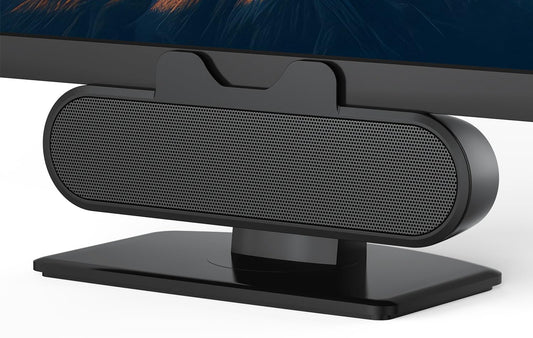 USB skaļruņi datoram, INGA skaņas panelis ar klipsi monitoram un klēpjdatoram, USB/C-PC datora skaļruņi galddatoram, klēpjdatoram un Mac, melni