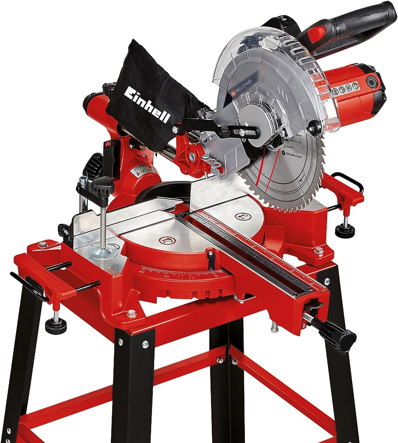 Einhell vilkšanas-šķērsgriezuma leņķzāģis TC-SM 2531/2 U - 1900 W, griešanas dziļums 70 mm, platums 310 mm, lāzers, statīvs.