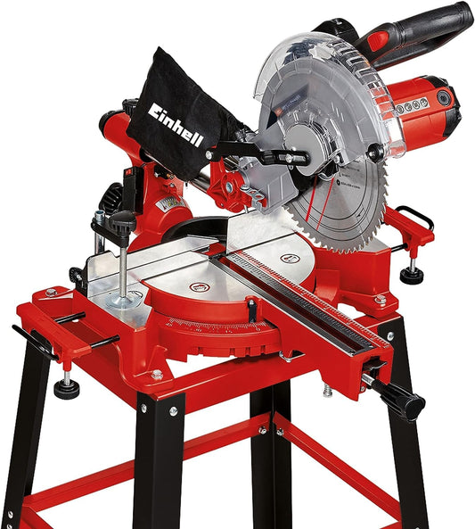Einhell vilkšanas-šķērsgriezuma leņķzāģis TC-SM 2531/2 U - 1900 W, griešanas dziļums 70 mm, platums 310 mm, lāzers, statīvs.