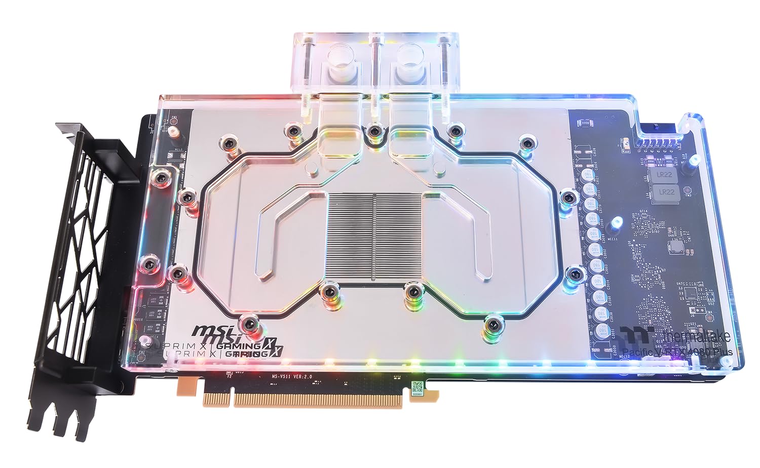 Pacific V-RTX 4080 Plus ūdensbloks - Custom cooling solution for MSI RTX 4080 Gaming X Trio and SUPRIM X graphics cards.