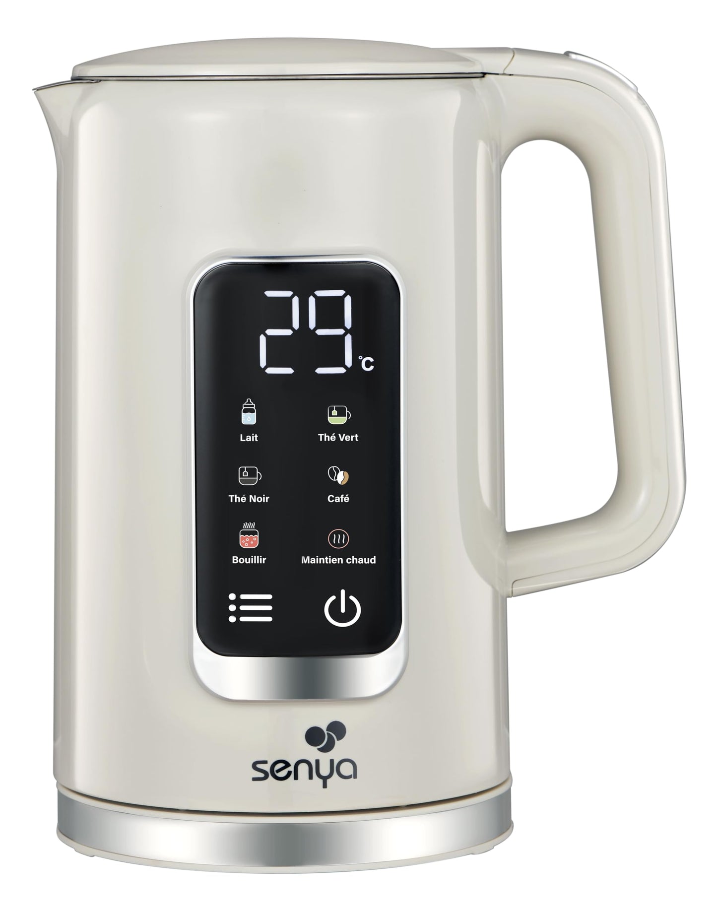 SENYA elektriskā tējkanna - 1,7 l, digitālais displejs, 5 temperatūras programmas, siltuma uzturēšana, 360° pamatne, krēmkrāsa