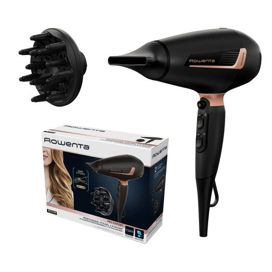 Rowenta Cv8830 Pro Expert, matu fēns, 2200 W, jonu ģenerators, stila piederumi, personalizētas iestatījumi, ergonomisks, melns