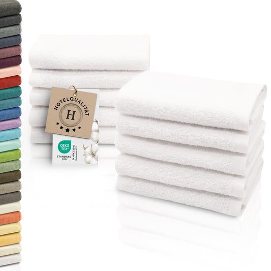 Ziepes lupatiņas ZOLLNER 10er Set, mīkstas un ļoti uzsūcošas mazgājamās lupatiņas, mazgājamas līdz 95°C, kokvilna, 30x30 cm, baltas