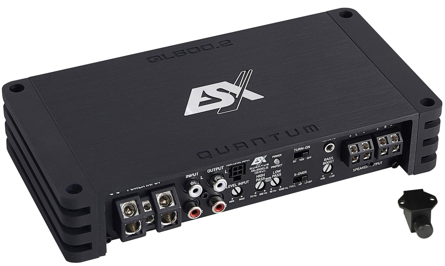 ESX QL600.2-24V 24V kravas automašīnām u. c., 2 kanālu pastiprinātājs, tiltojams, 24 Volt Class D digitāls