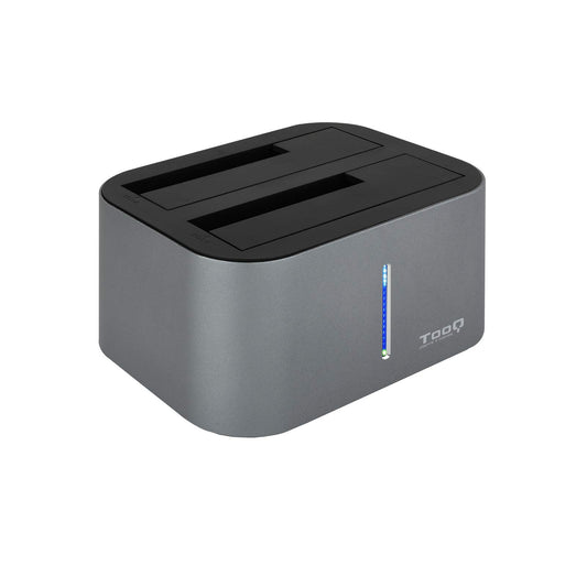 TOOQ TQDS-805G – Doku stacija ar diviem SATA slotiem 2,5 collu un 3,5 collu diskiem, USB 3.0 / USB 3.1 Gen1, saderīga ar USB 2.0, Offline-Clone funkcija, pelēka