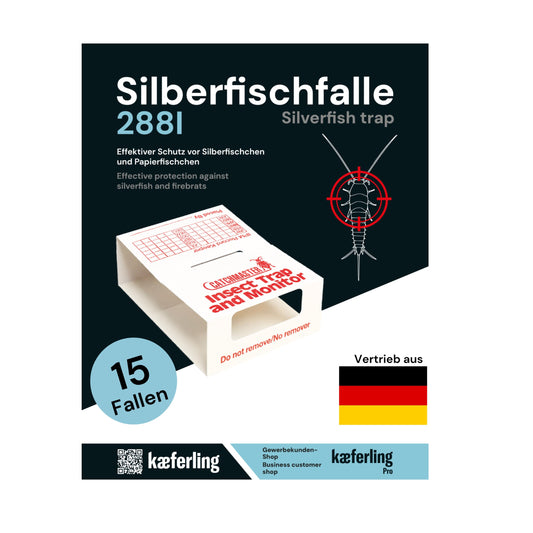 Silberfischefalle Catchmaster 288i, 15x monitoringa līmlamatītes, 100% bez indes, ar spēcīgu līmi, 5 lapas pa 3 slazdiem