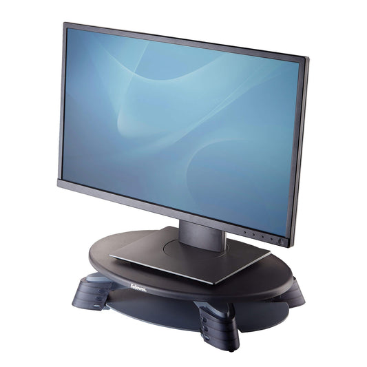 Fellowes monitor stand - 45° rotating platform, height adjustable, supports TFT/LCD monitors up to 14 kg, compact design.