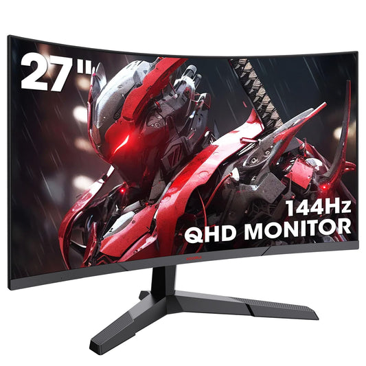 KOORUI 27 collas spēļu monitors - 1800R izliekts, 2560x1440 QHD, 144Hz, 1ms, DCI-P3 85%, regulējams slīpums, HDMI/DP atbalsts