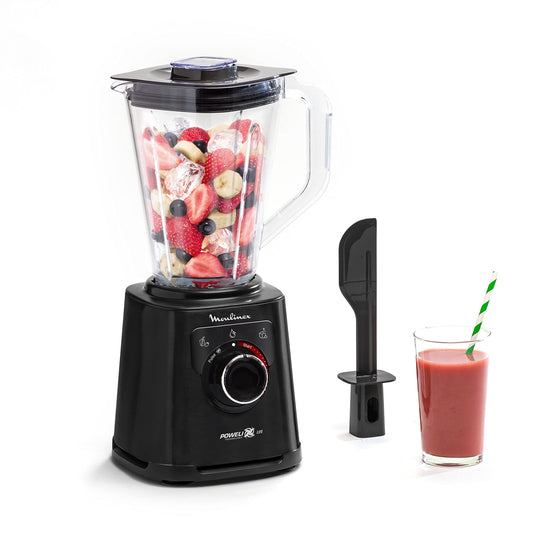 Moulinex Perfect Mix+ LM88A8 - 1200W, 1.5L Tritan jug, smoothie maker, ice crusher, automatic cleaning, includes spatula, black