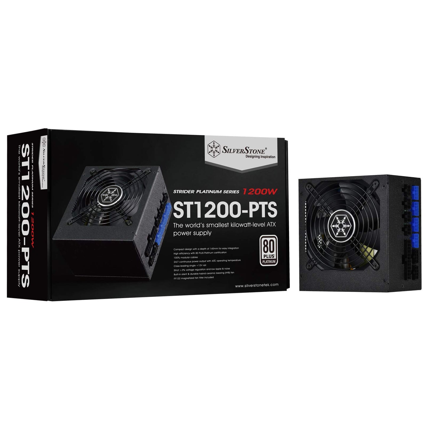 Silverstone Sst-ST1200-PTS 1200W power supply - black, 8x PCIe connectors, efficient cable management