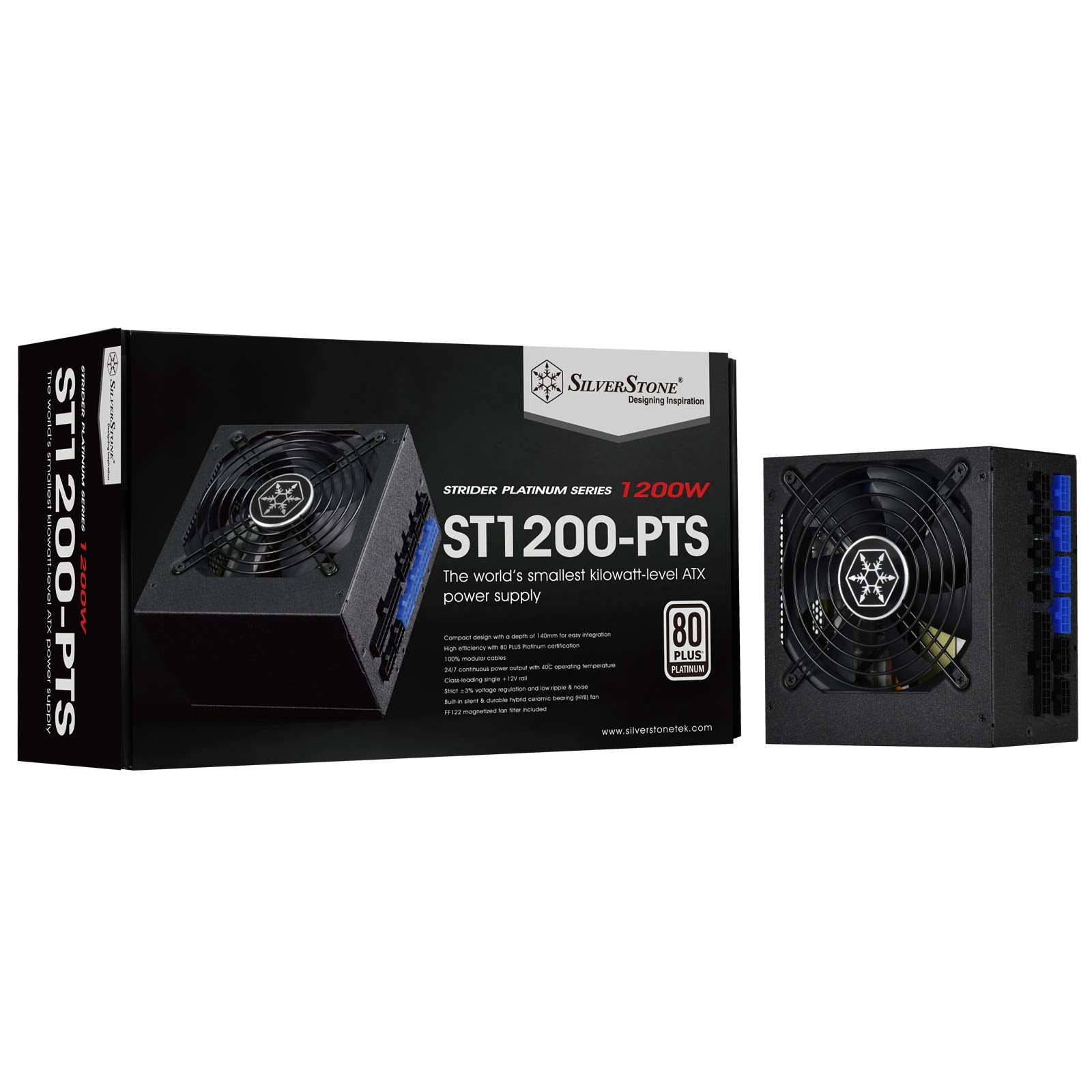 Silverstone Sst-ST1200-PTS 1200W power supply - black, 8x PCIe connectors, efficient cable management
