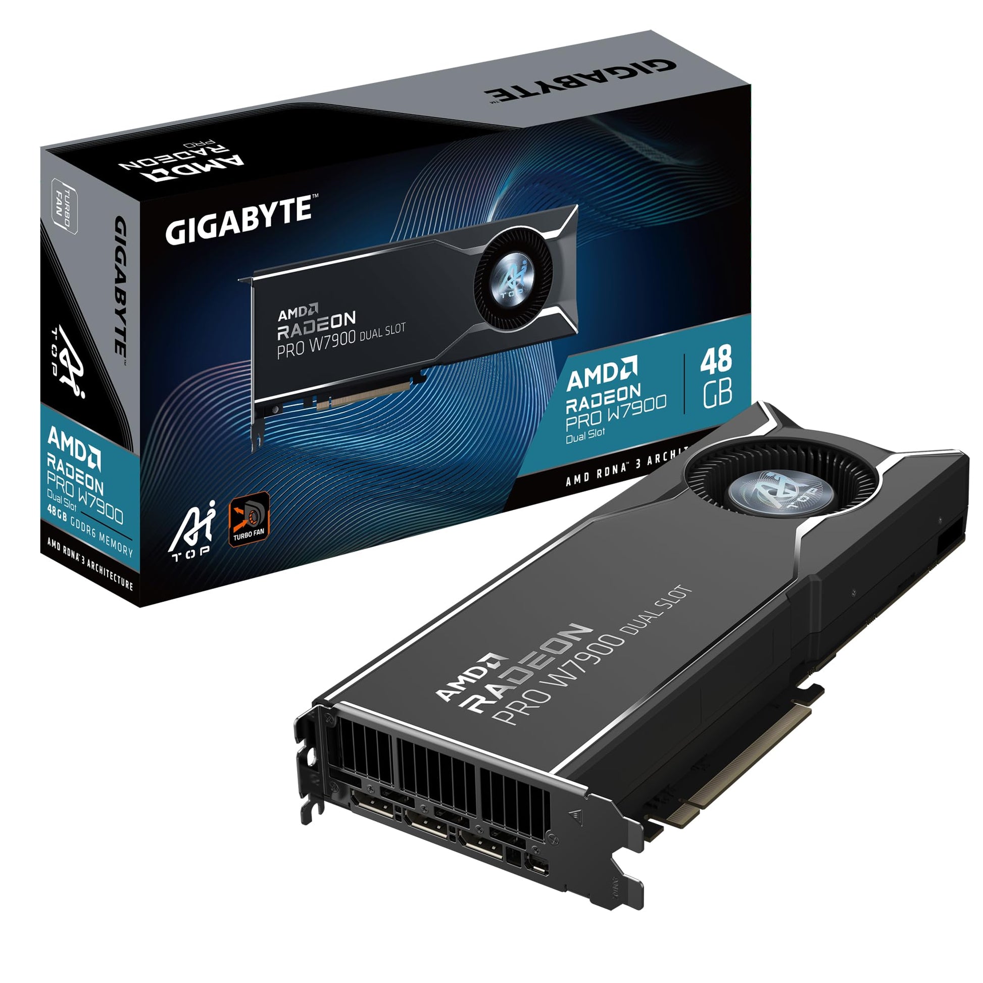 Gigabaitu Radeon PRO W7900 Dual Slot AI TOP 48G - 48GB GDDR6, 384bit, PCI-E 4.0, 3 x DisplayPort 2.1