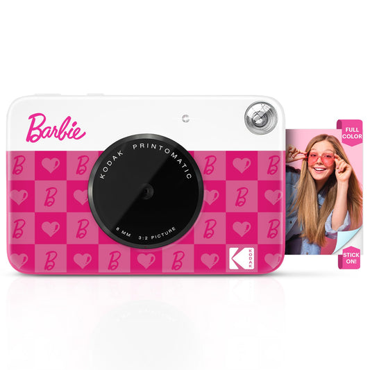 Barbie x Kodak Printomatic - 5MP portable camera prints 2x3” sticky photos in iconic Barbie style.