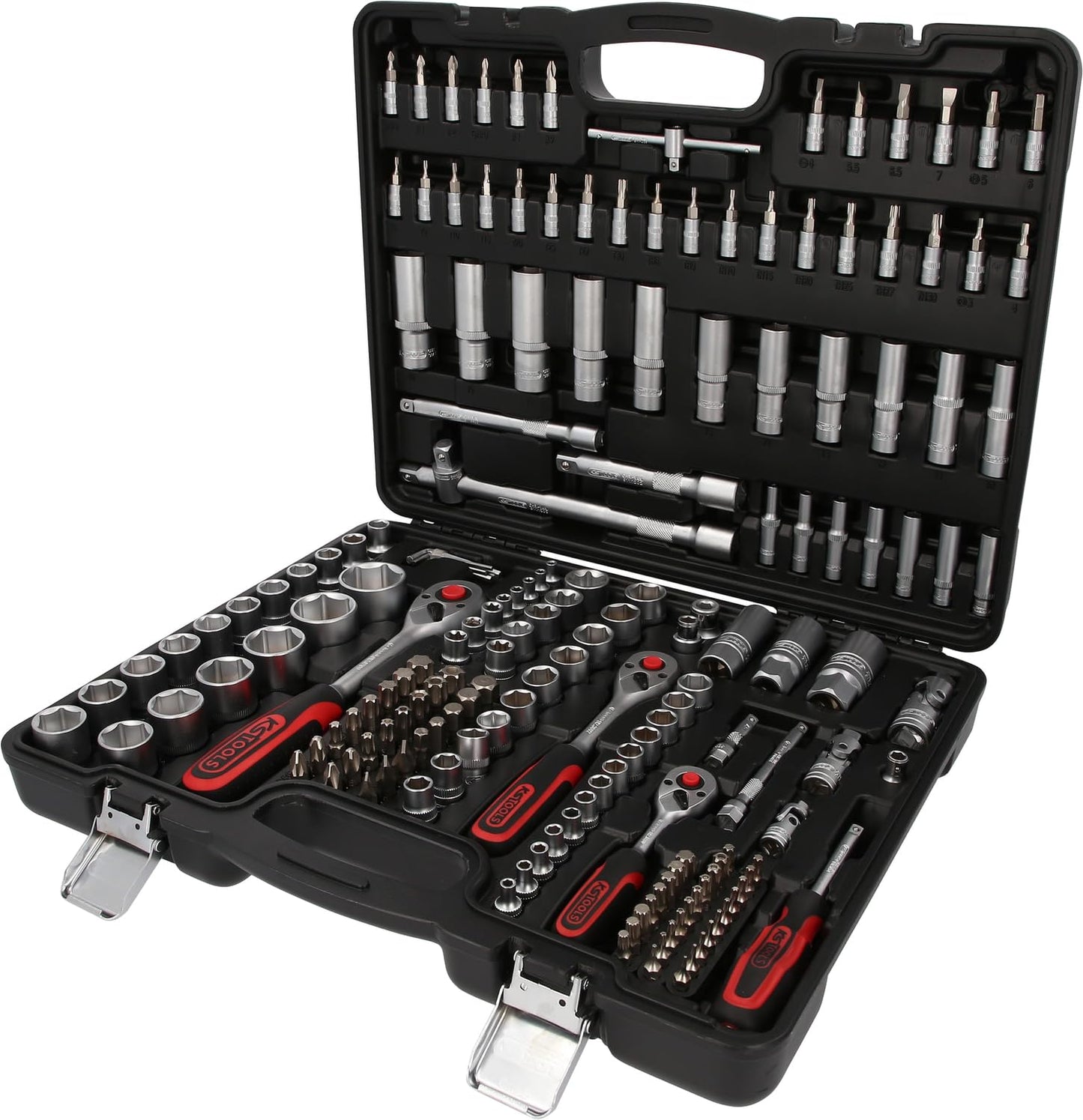 Galvas atslēgu komplekts KS Tools 917.0779, 1/4"+3/8"+1/2", 179 daļas, 6-kant FlankTraction, matēti satinēts, Cr-V, plastmasas koferī