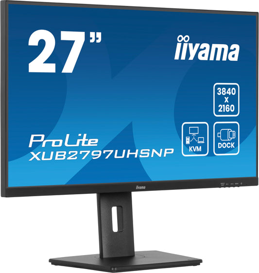 iiyama Prolite XUB2797UHSNP-B1 - 27" 4K UHD IPS monitor, HDMI, USB-C, KVM switch, height adjustable, AdaptiveSync, black