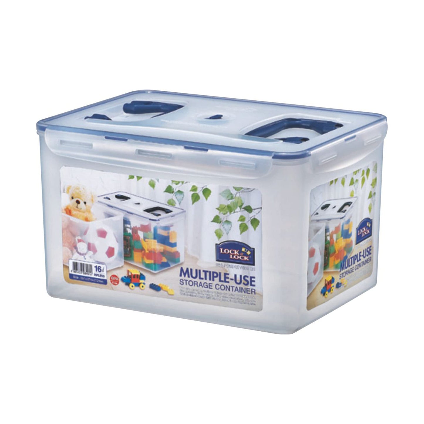 Uzglabāšanas kaste ar vāku un rokturiem LocknLock PP CLASSIC, 16 L, 36 x 27,4 x 21,2 cm, puscaurspīdīgs pārtikas trauks, uzglabāšanas kaste mājsaimniecības priekšmetiem