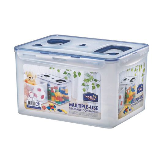 Uzglabāšanas kaste ar vāku un rokturiem LocknLock PP CLASSIC, 16 L, 36 x 27,4 x 21,2 cm, puscaurspīdīgs pārtikas trauks, uzglabāšanas kaste mājsaimniecības priekšmetiem