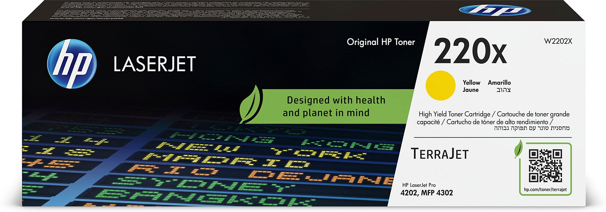 HP 220X Yellow Original LaserJet Toner Cartridge - High yield, vibrant color, compatible with HP LaserJet printers.
