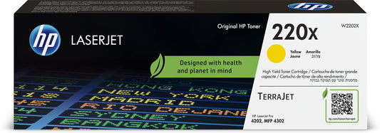 HP 220X Yellow Original LaserJet Toner Cartridge - High yield, vibrant color, compatible with HP LaserJet printers.