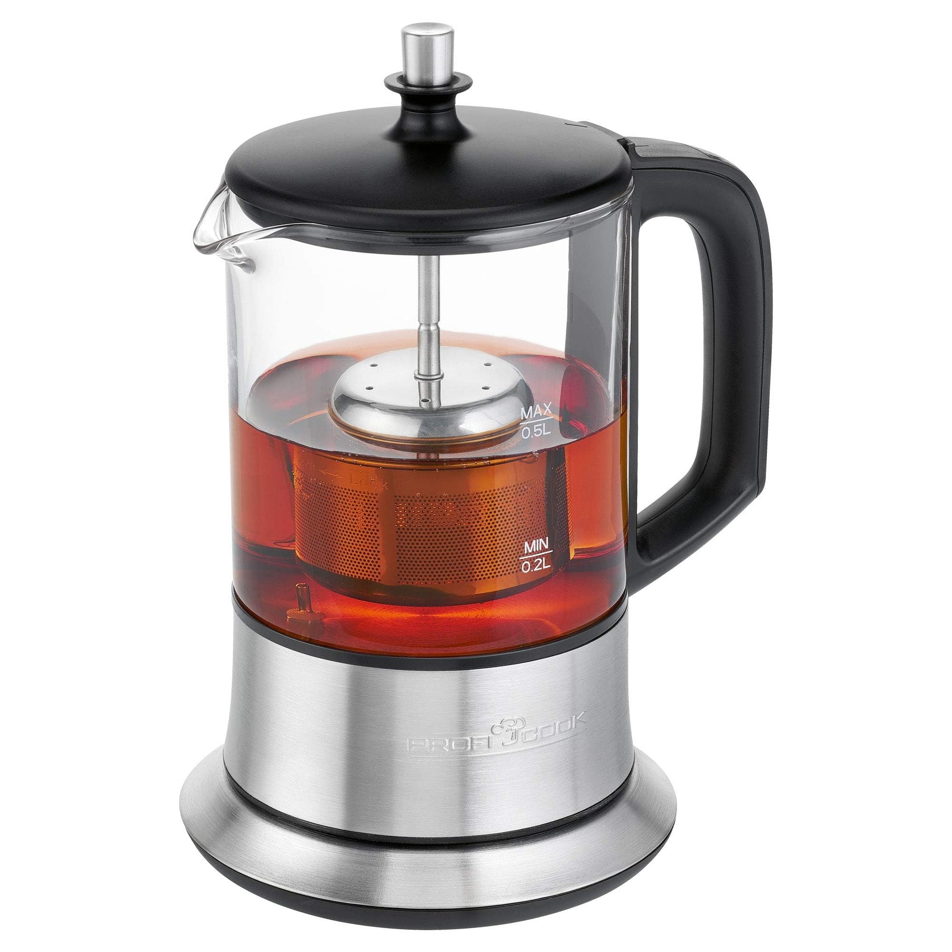 ProfiCook® 2in1 ūdens vārītājs un tējkanna - temperatūras iestatījums, stikla tējkanna 0,5L, nerūsējošā tērauda filtrs.