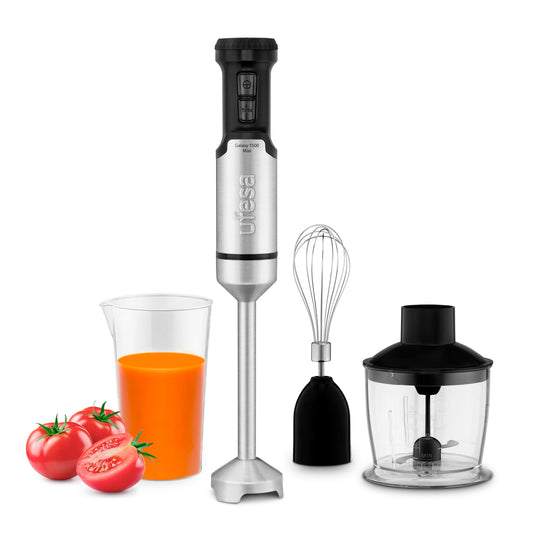 Ufesa Galaxy Max rokas mikseris, jauda 1500 W, 24 ātrumu līmeņi + TURBO, 4 augstas efektivitātes asmeņi, ergonomisks un ūdensizturīgs dizains, piederumi iekļauti, BPA brīvs