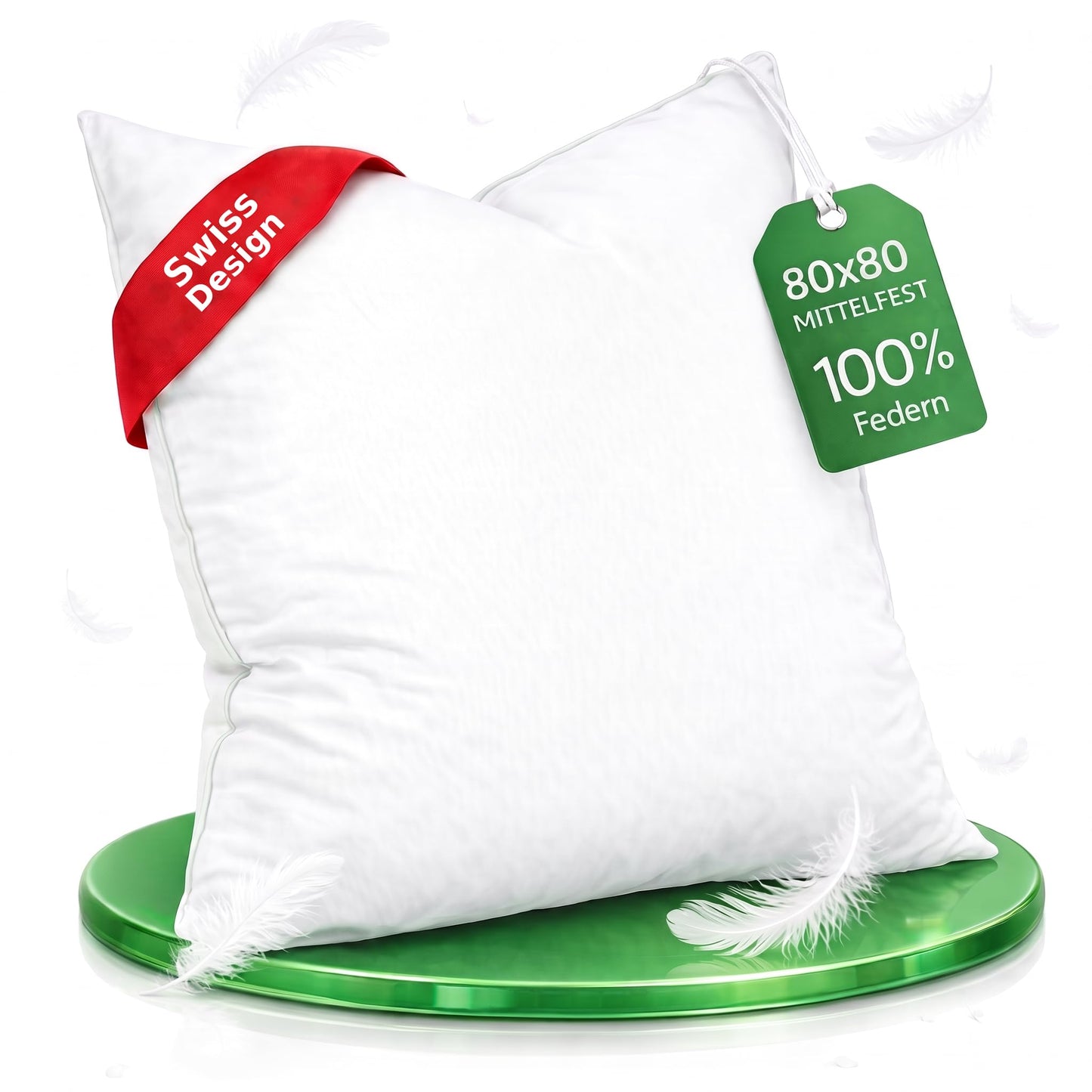 Spalvu spilvens Welldora 1 gab. 80x80, spilvens galvai un dīvānam, 100% spalvas, vidēji stingrs