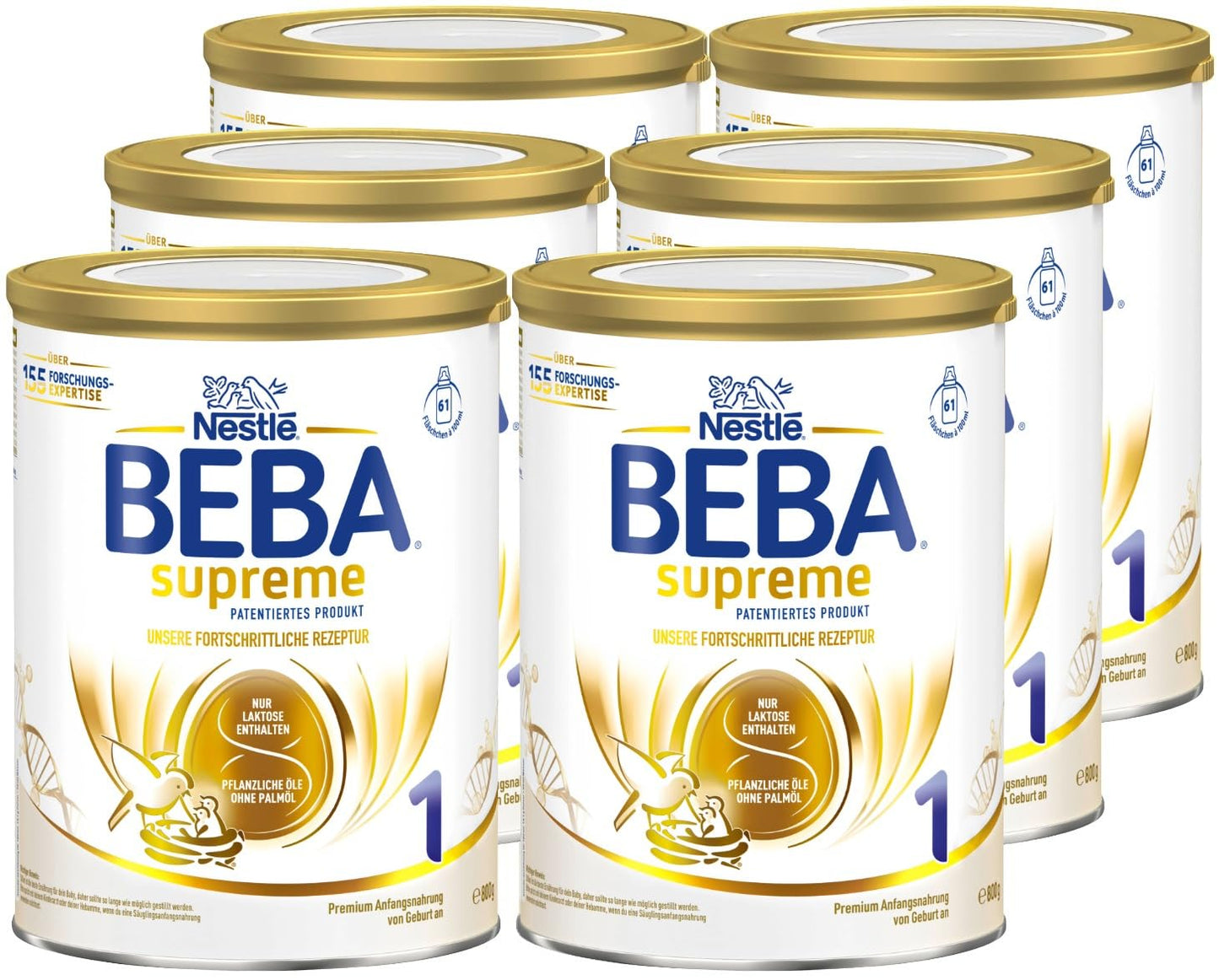 Zīdaiņu maisījums BEBA SUPREME 1 no dzimšanas, tikai laktoze, bez palmu eļļas, 6 iepakojumi (6 x 800 g)