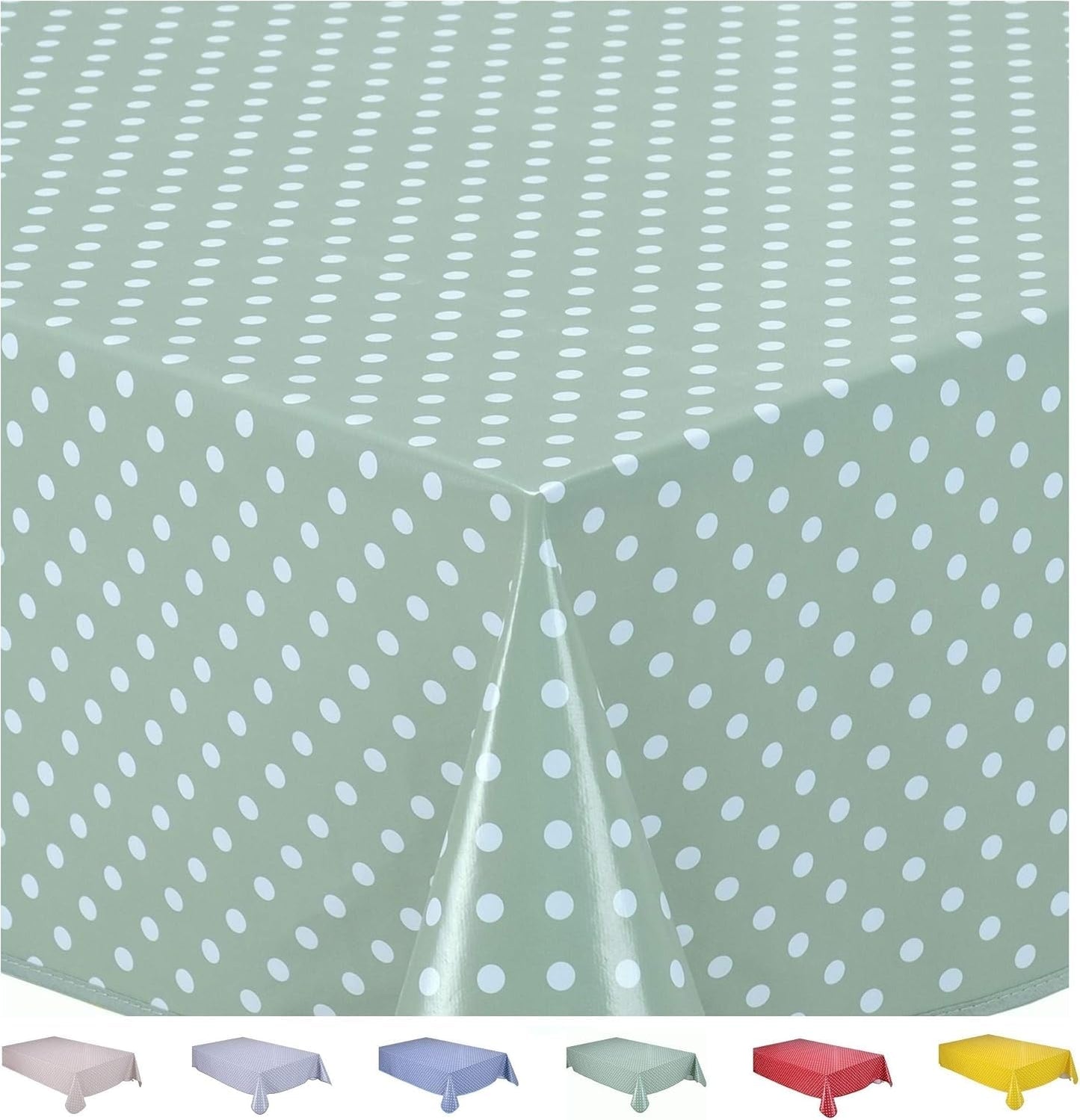 PVC galdauts, viegli tīrāms, ūdensizturīgs, galda aizsargs, 100 cm x 140 cm, 39"x55", salvijas zaļš, ar punktiem