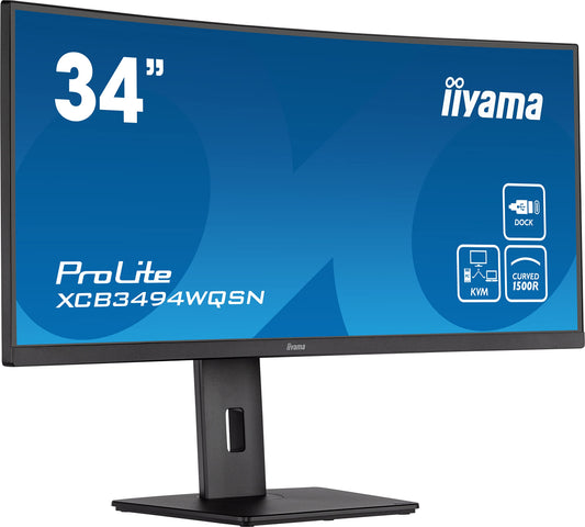 IIYAMA XCB3494WQSN-B5 - 34" UWQHD VA display, 0.4 ms response, 120 Hz, HDMI/DisplayPort/USB/KVM docking.