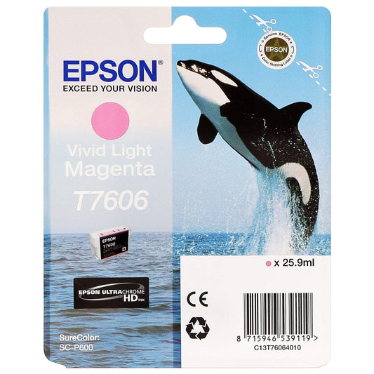 Epson T7606 Killer Whale Magenta Ink Cartridge - 26 ml, vivid color, standard capacity, compatible with select Epson printers